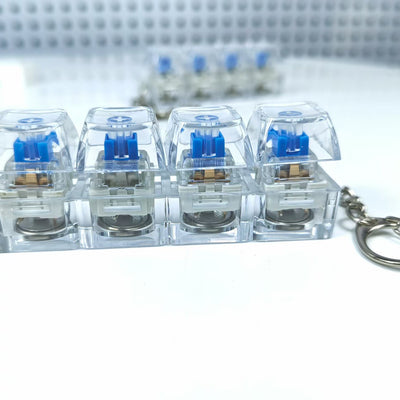 Mechanical Keyboard Keychain – Luminous Transparent Crystal Toy