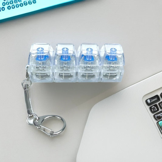 Mechanical Keyboard Keychain – Luminous Transparent Crystal Toy